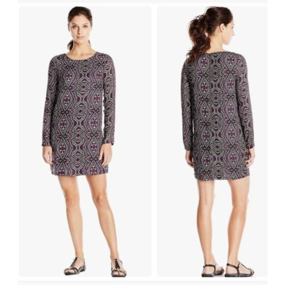 Prana Medallion Cece Shift Dress Gray Purple womens size large - Picture 2 of 7
